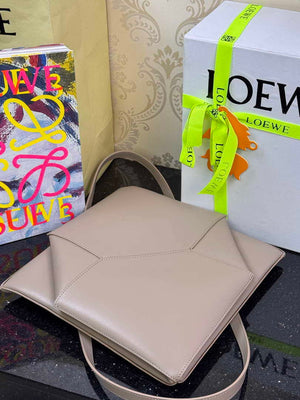 Loewe Medium Puzzle Fold tote in shiny calfskin A657G50X01 Nude Pink - Default Title - View 6
