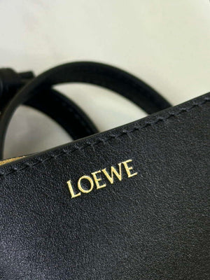 Loewe Mini Puzzle Fold tote in shiny calfskin A657V25X01 Black - Default Title - View 8