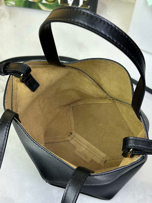 Loewe Mini Puzzle Fold tote in shiny calfskin A657V25X01 Black - Default Title - View 9