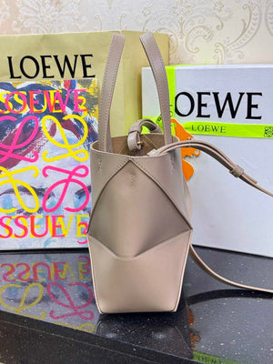 Loewe Mini Puzzle Fold tote in shiny calfskin A657V25X01 Nude Pink - Default Title - View 2