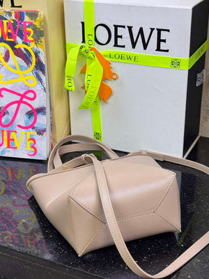 Loewe Mini Puzzle Fold tote in shiny calfskin A657V25X01 Nude Pink - Default Title - View 4