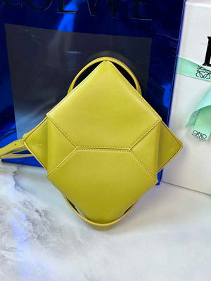 Loewe Mini Puzzle Fold tote in shiny calfskin A657V25X01 Yellow - Default Title - View 9