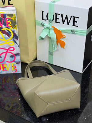 Loewe Mini Puzzle Fold tote in shiny calfskin A657V25X01 Green - Default Title - View 4