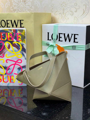Loewe Mini Puzzle Fold tote in shiny calfskin A657V25X01 Green - Default Title - View 5