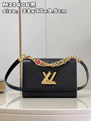 Louis Vuitton LV M20834 Twist MM Bag Epi Black with Pink - Default Title - View 1