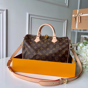 Louis Vuitton LV M41112 Speedy 30 Bag Monogram Canvas With Strap - Default Title - View 1