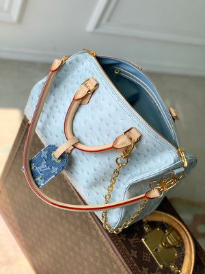 Louis Vuitton LV M41112 Speedy Soft 30 Boho Bag Blue/Ostrich Pattern - Default Title - View 10