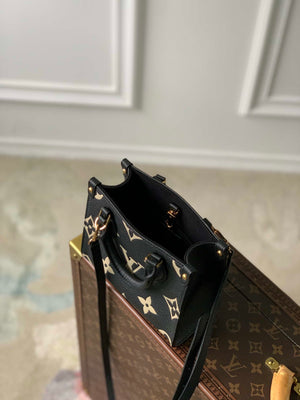 Louis Vuitton LV M47054 OnTheGo BB Handbag Bicolor Monogram Empreinte Leather Black - Default Title - View 9