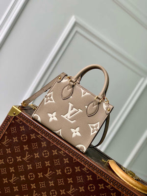 Louis Vuitton LV M47054 OnTheGo BB Handbag Bicolor Monogram Empreinte Leather Tourterelle Cr¨¨me - Default Title - View 1