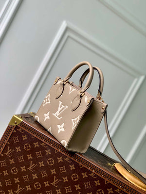 Louis Vuitton LV M47054 OnTheGo BB Handbag Bicolor Monogram Empreinte Leather Tourterelle Cr¨¨me - Default Title - View 3