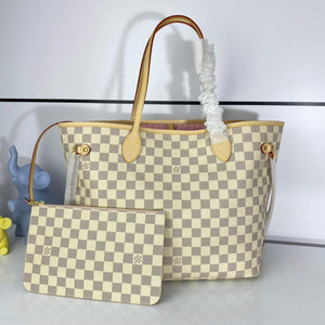Louis Vuitton LV N41361 Neverfull MM Damier Azur Rose Ballerine Pink - Default Title - View 1