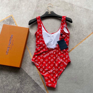 Louis Vuitton Women's Designer Monogram Red Swimwear swimming suit 1A8RDA - luxibagsmall