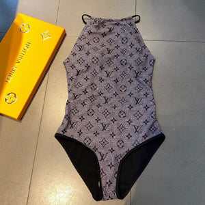 Louis Vuitton Women's Glittery Monogram Jersey One-Piece Swimsuit 1A8R8O Grey - luxibagsmall