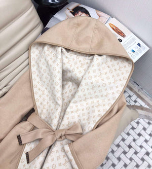 LV 1AC4EB Louis Vuitton Reversible Signature Hooded Wrap Coat L35821 - S - View 2