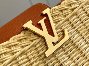 LV M11617 Louis Vuitton Capucines BB Handbag Straw Leather Beige Tan - Default Title - View 4