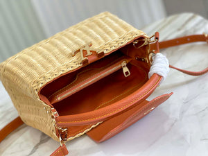 LV M11617 Louis Vuitton Capucines BB Handbag Straw Leather Beige Tan - Default Title - View 5