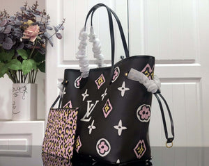 LV M45818 Louis Vuitton Neverfull MM Monogram Bag M45819 Black - Default Title - View 2