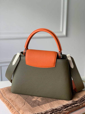 LV M57523 Louis Vuitton Capucines MM Handbag Green and Brown - Default Title - View 2