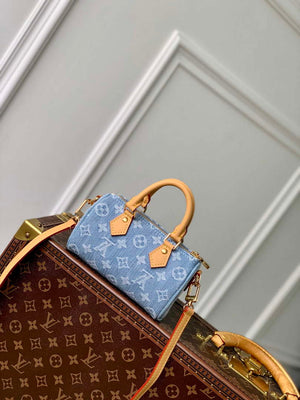 LV M11212 Louis Vuitton Nano Speedy Bag Sky Blue Monogram denim - Default Title - View 3
