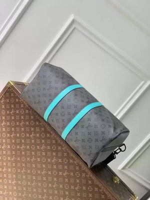 LV M11481 Louis Vuitton Keepall Bandouliere 45 Travel Bag Monogram Eclipse Reverse Blue - Default Title - View 4