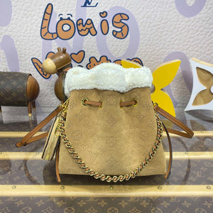 LV M11839 Louis Vuitton Bella Handbag Suede leather Bag Beige - Default Title - View 1