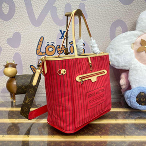 LV M12096 Louis Vuitton Reversible Neverfull Inside Out MM Handbag Red - Default Title - View 2