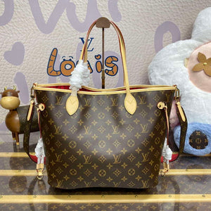 LV M12096 Louis Vuitton Reversible Neverfull Inside Out MM Handbag Red - Default Title - View 6