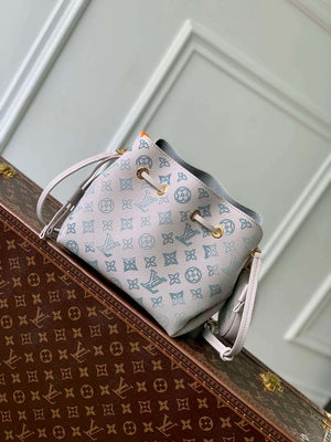 LV M12125 Louis Vuitton Bella Mahina Leather Bucket Bag Brume Gray - Default Title - View 1