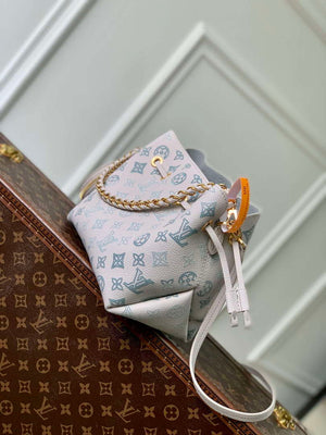 LV M12125 Louis Vuitton Bella Mahina Leather Bucket Bag Brume Gray - Default Title - View 3