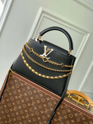 LV M12345 Louis Vuitton Capucines MM Handbag Black - Default Title - View 1