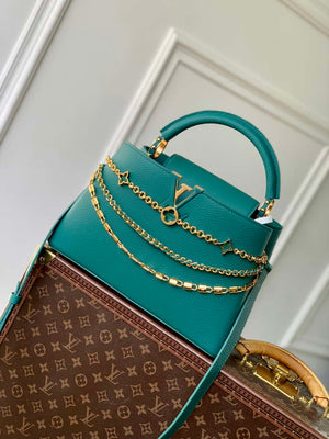 LV M12345 Louis Vuitton Capucines MM Handbag Green - Default Title - View 1