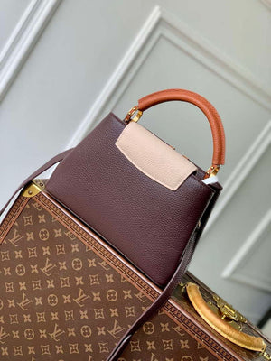 LV M12952 Louis Vuitton Capucines BB Bag Taurillon leather Chocolate Brown - Default Title - View 3