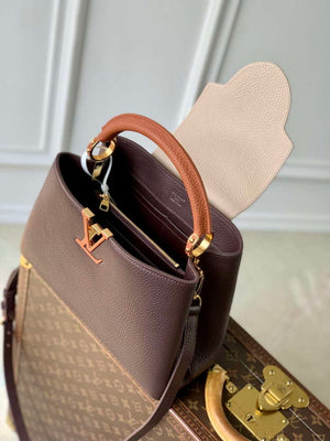 LV M12952 Louis Vuitton Capucines MM Bag Taurillon leather Chocolate Brown - Default Title - View 9