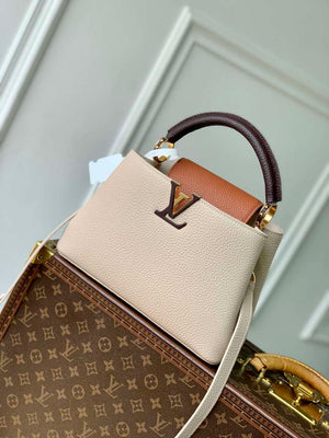 LV M12956 Louis Vuitton Capucines BB Bag Taurillon leather Galet Gray - Default Title - View 1