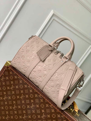 LV M13865 Louis Vuitton Keepall Bandouliere 35 Bag Riverstone Beige - Default Title - View 1
