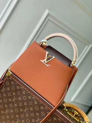 LV M14176 Louis Vuitton Capucines MM Bag Taurillon leather Brown - Default Title - View 1
