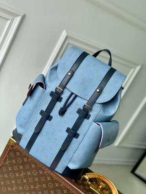 LV M14676 Louis Vuitton Christopher MM Backpack Blue - Default Title - View 1