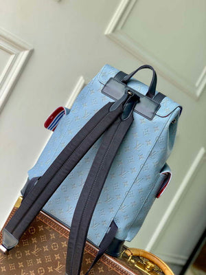 LV M14676 Louis Vuitton Christopher MM Backpack Blue - Default Title - View 3