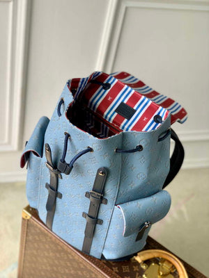 LV M14676 Louis Vuitton Christopher MM Backpack Blue - Default Title - View 9