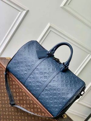 LV M14840 Louis Vuitton Keepall Bandouliere 50 Bag Navy Blue - Default Title - View 1