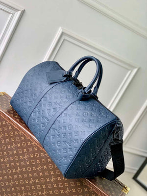 LV M14840 Louis Vuitton Keepall Bandouliere 50 Bag Navy Blue - Default Title - View 2