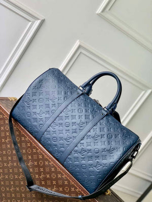LV M14840 Louis Vuitton Keepall Bandouliere 50 Bag Navy Blue - Default Title - View 3