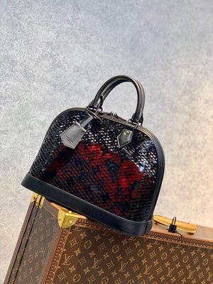 LV M20355 Louis Vuitton Alma PM Handbag Patent Calfskin Black - Default Title - View 2