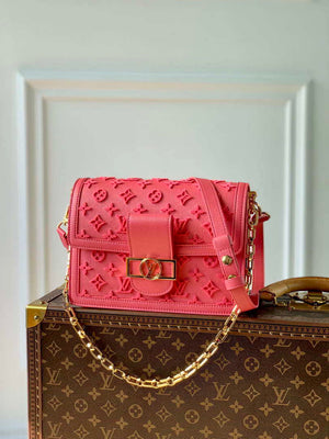 LV M20749 Louis Vuitton Dauphine MM Bag Monogram Fluo Pink - Default Title - View 1