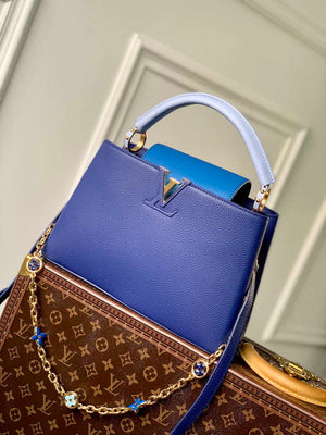 LV M20844 Louis Vuitton Capucines MM Handbag Blue - Default Title - View 1