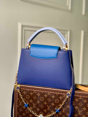 LV M20844 Louis Vuitton Capucines MM Handbag Blue - Default Title - View 3