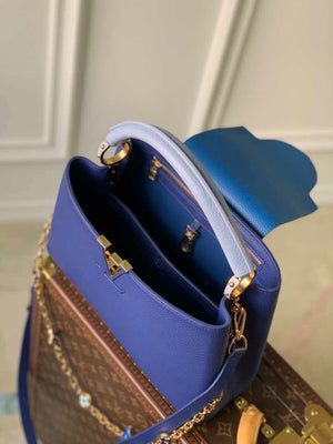 LV M20844 Louis Vuitton Capucines MM Handbag Blue - Default Title - View 8