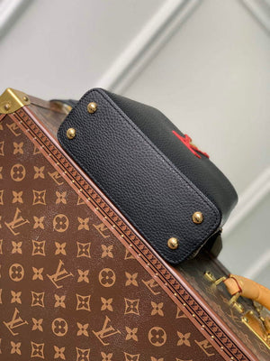 LV M21043 Louis Vuitton Capucines Mini Handbag Black / Greige Doux / Scarlet - Default Title - View 4