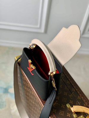 LV M21043 Louis Vuitton Capucines Mini Handbag Black / Greige Doux / Scarlet - Default Title - View 8