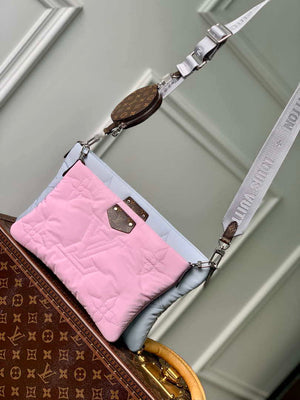 LV M21056 Louis Vuitton Maxi Multi Pochette Accessoires Bag M58977 Silver and Pale Pink - Default Title - View 1
